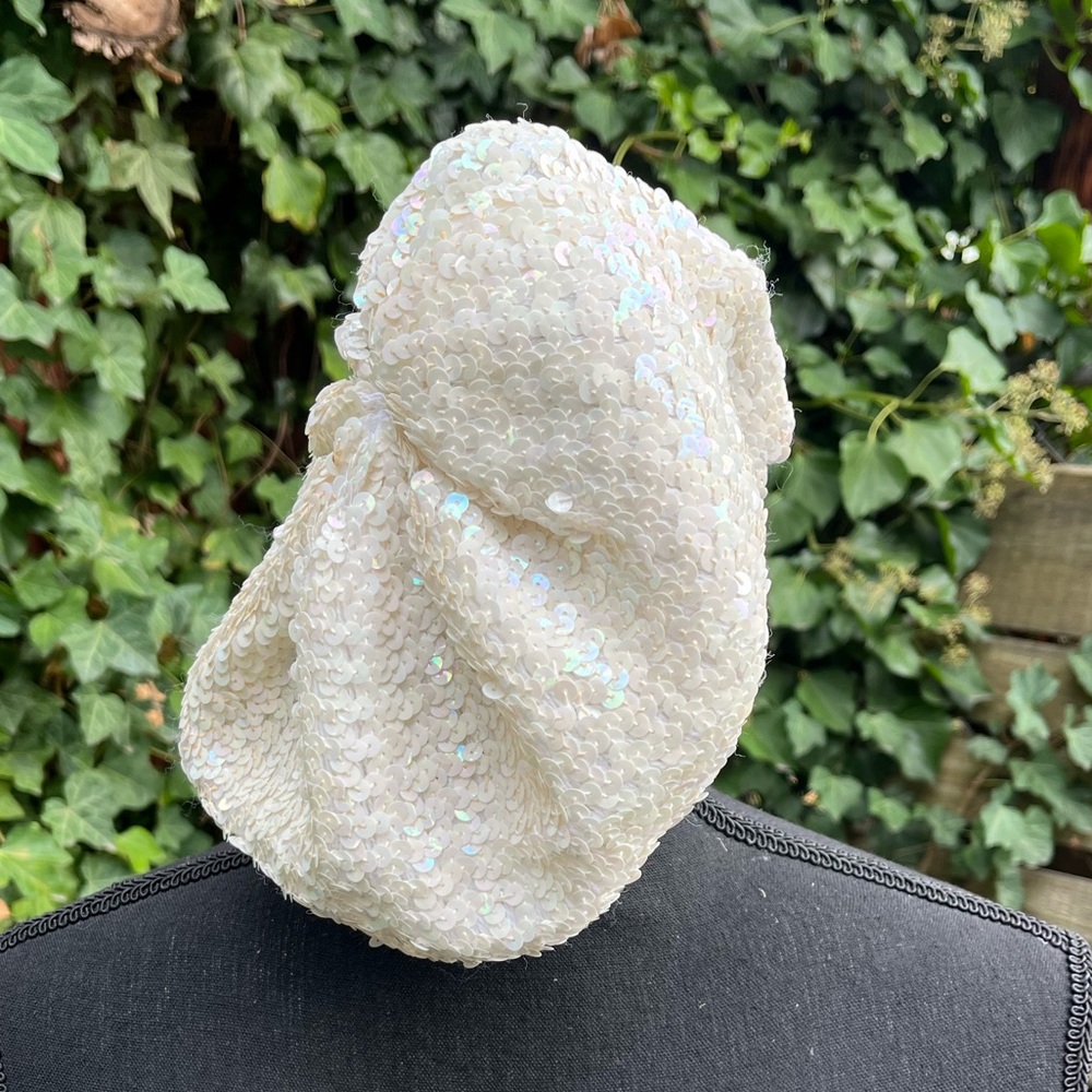 White sequin beret